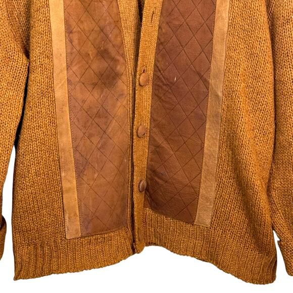 Vintage Arrow Size Medium 2 Ply Shetland Wool Suede Kurt Cobain Style Cardigan - Picture 3 of 8